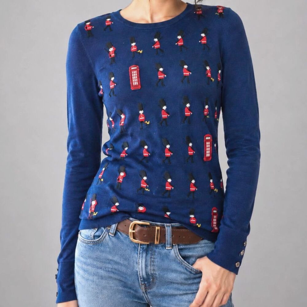 Talbots Navy British Guard Cotton Blend Sweater Size Medium